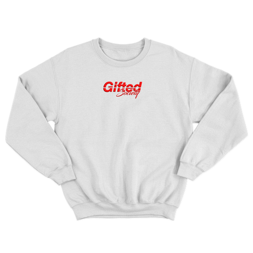 Embroidered Crewneck - White/Red