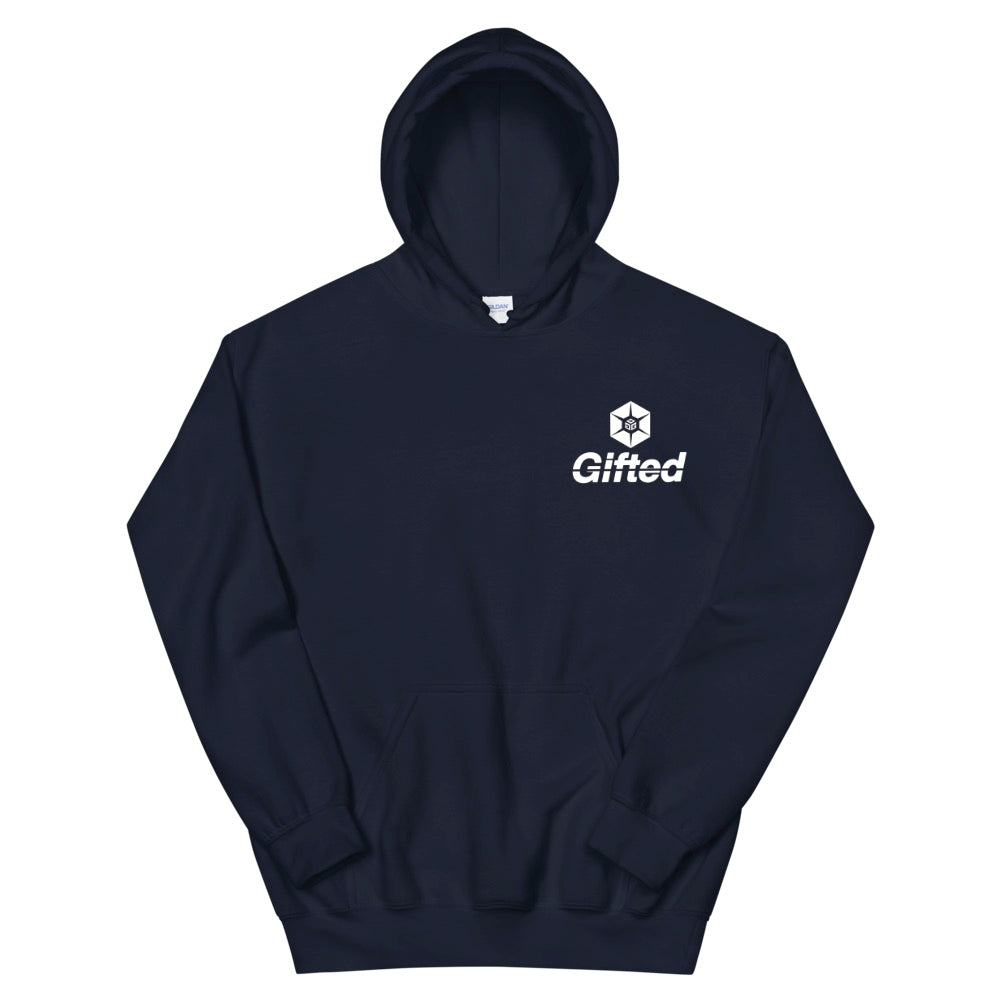 Navy Blue Embroidered Gifted Hoodie