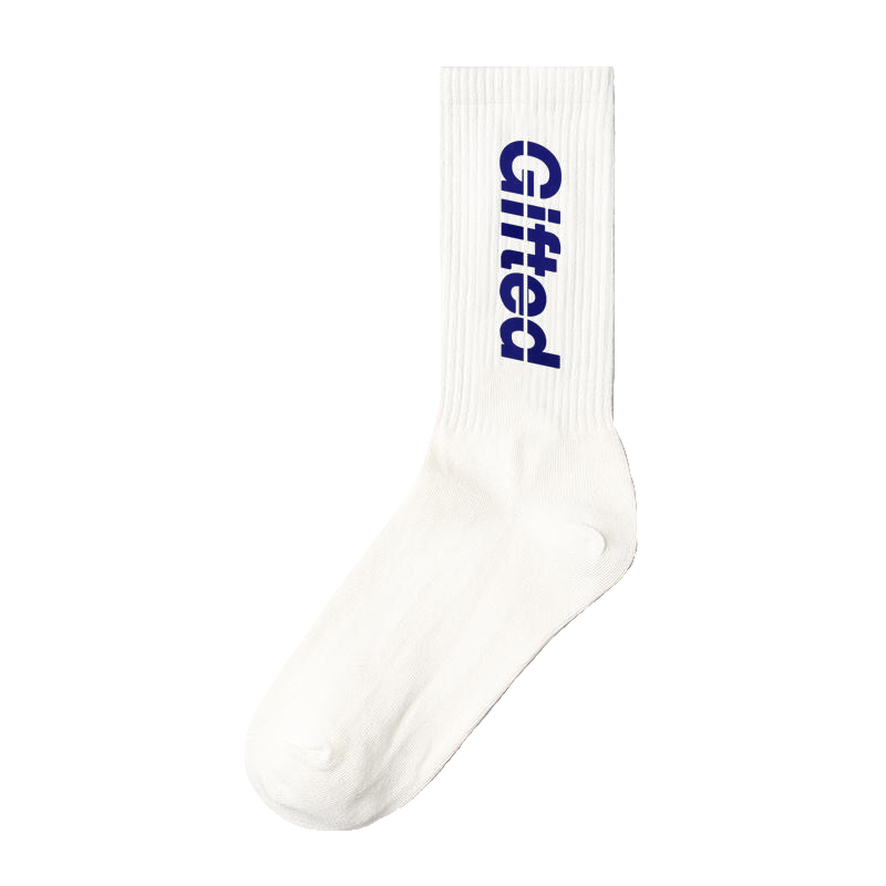 White/ Navy Gifted Socks